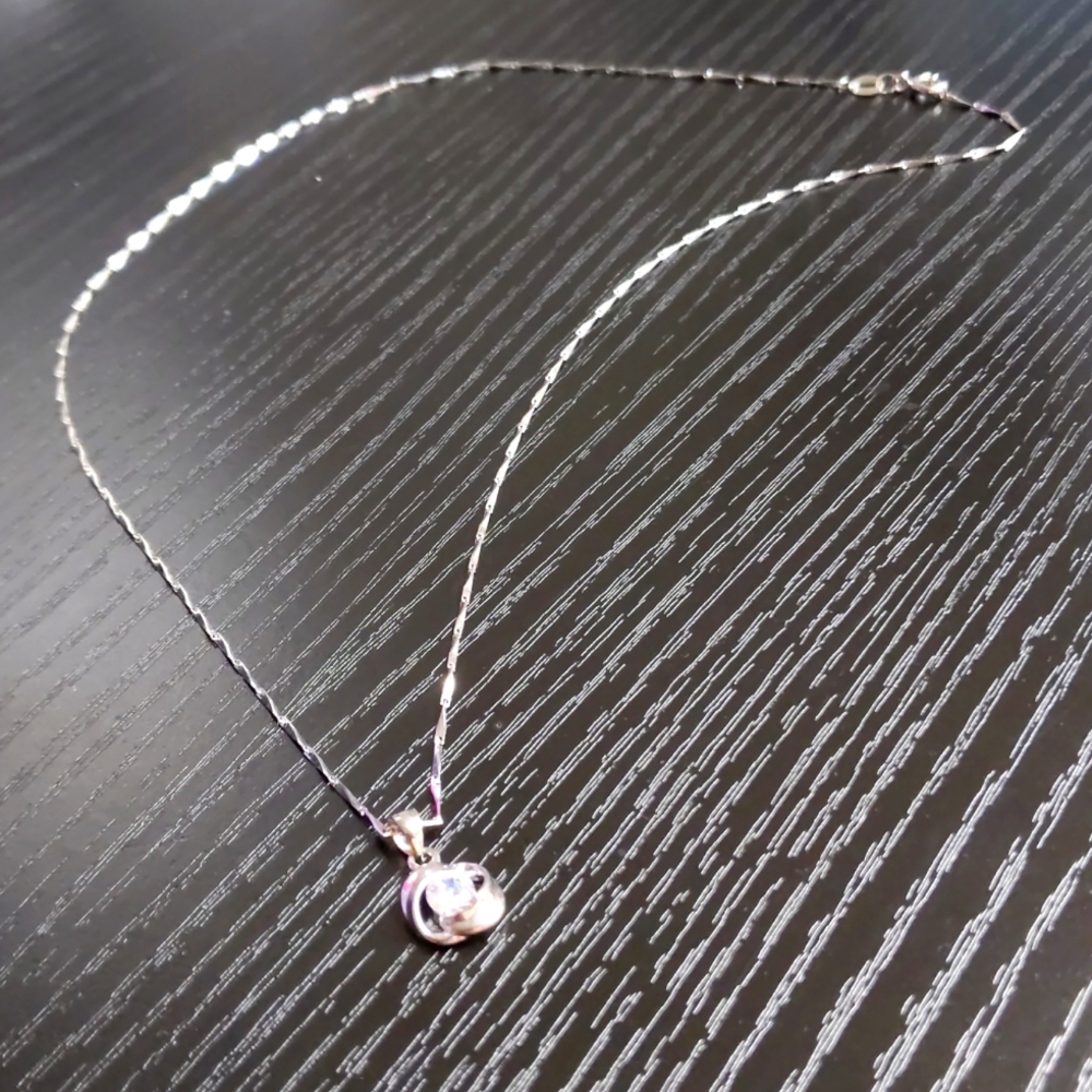 925 Sterling Silver unique rhinestone necklace